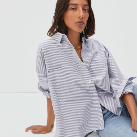 Everlane Tops - EVERLANE | BOXY OXFORD | S | BLACK/WHITE